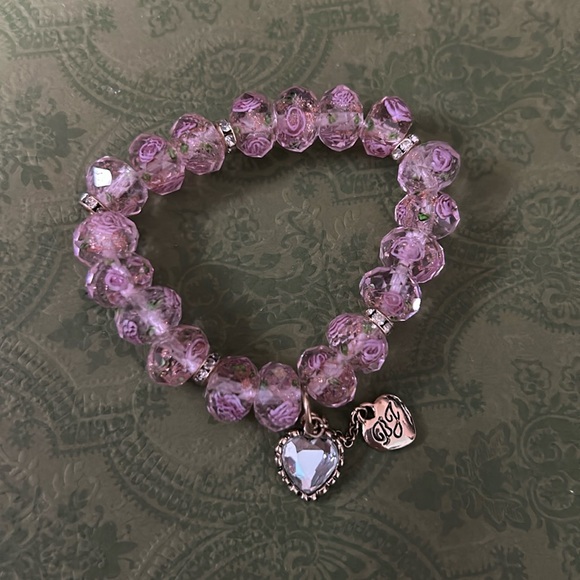 BETSEY JOHNSON Pink Flower Beaded Stretch Bracelet - Picture 5 of 7